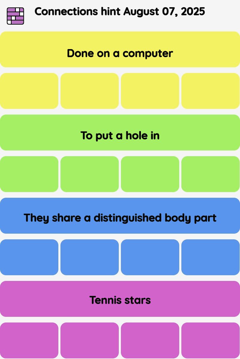 Connections NYT - Connections hint -NYT Connections hints, answers, cheat August 07, 2025