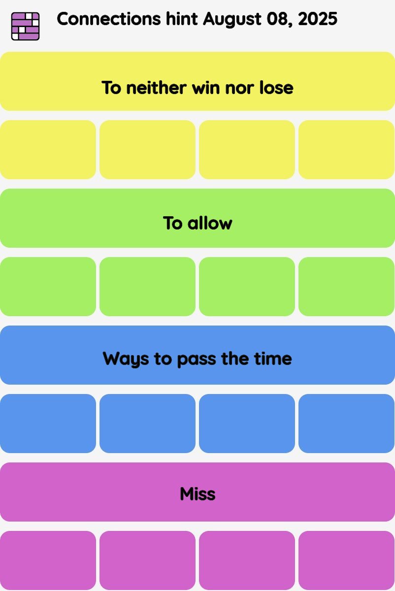 Connections NYT - Connections hint -NYT Connections hints, answers, cheat August 08, 2025