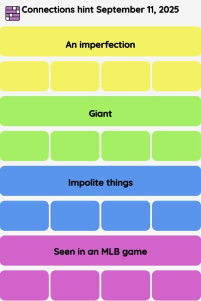 Connections NYT - Connections hint -NYT Connections hints September 11, 2025 with answer