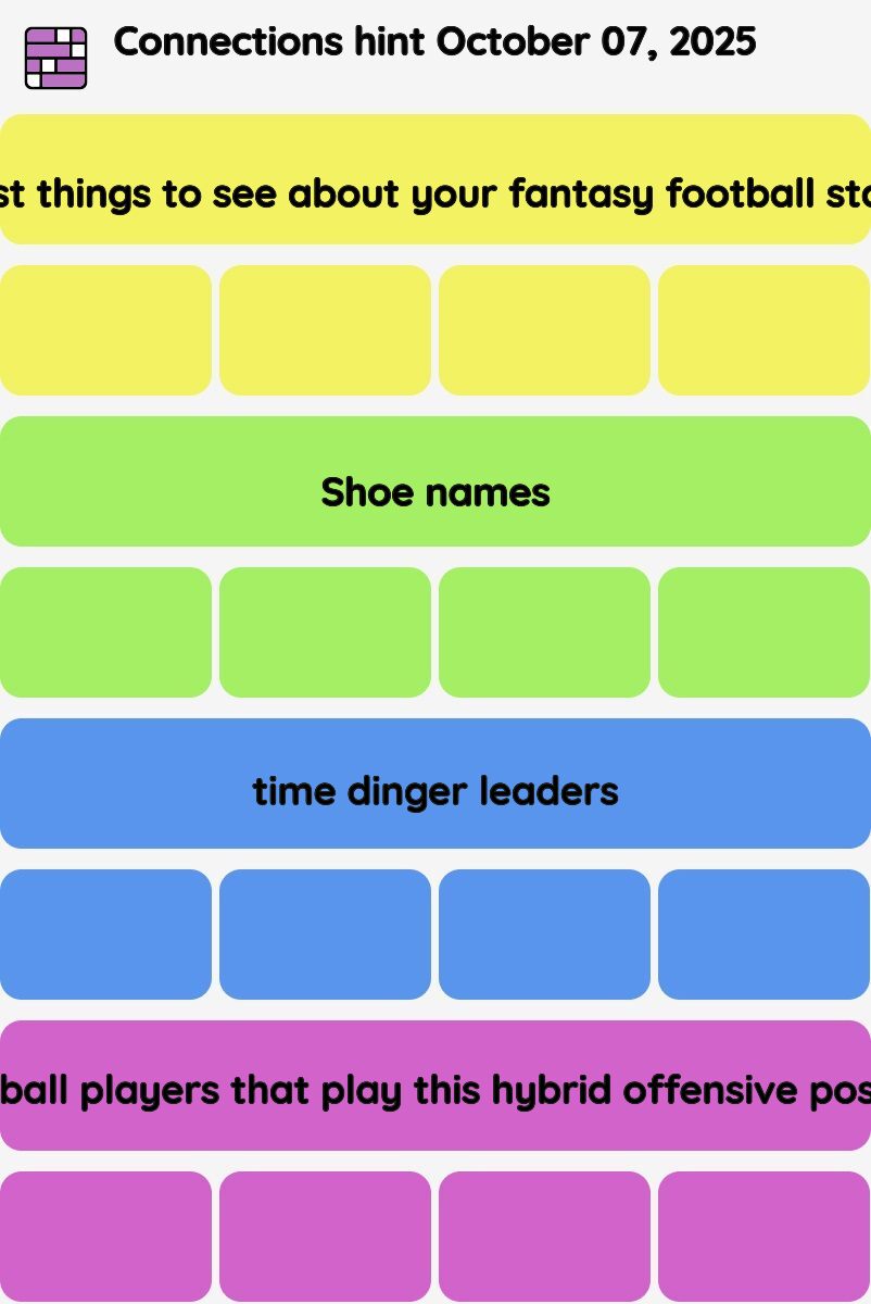 Connections NYT - Connections hint -NYT Connections Sports Edition hints October 07, 2025 with answer
