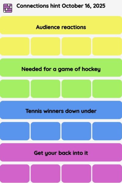 Connections NYT - Connections hint -NYT Connections Sports Edition hints October 16, 2025 with answer