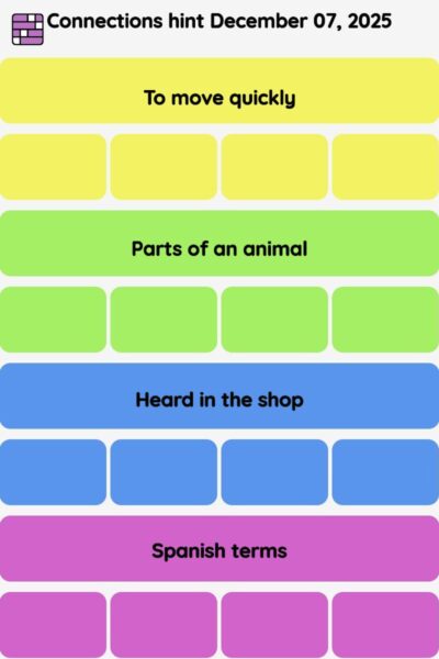Connections NYT - Connections hint -NYT Connections hints December 07, 2025 with answer