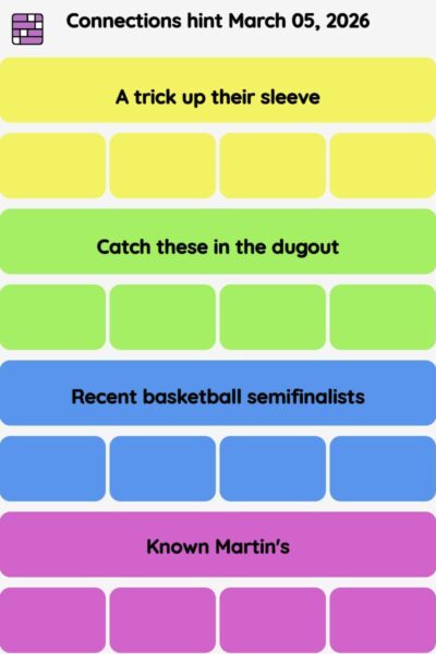 Connections NYT - Connections hint -NYT Connections Sports Edition hints March 05, 2026 with answer