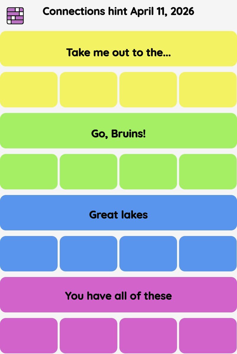 Connections NYT - Connections hint -NYT Connections Sports Edition hints April 11, 2026 with answer